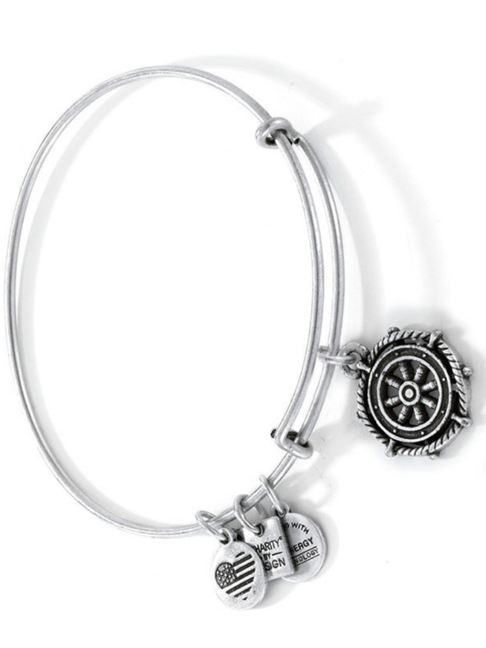 Alex And Ani Ship Whell  Silver Charm Bangle Bracelet